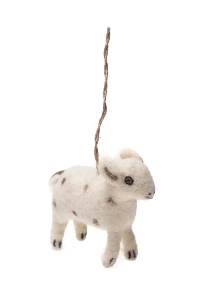 De Kulture Handmade Premium Wool Felt Sheep (Hanging) Eco Friendly Needle Felted Christmas Xmas Tree Decoration Stuffed Ornament for Home Office Party Holiday Décor, 4x2x3 (LWH) Inches